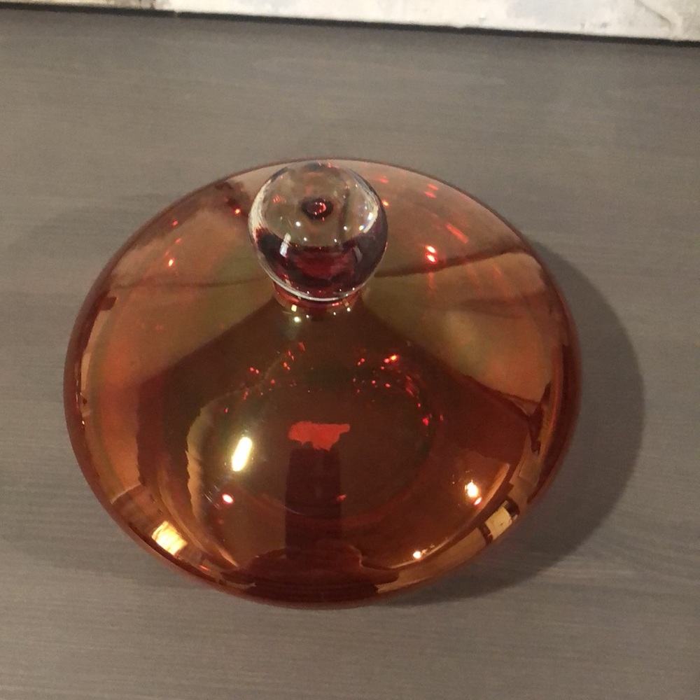 Gorgeous Iridescent Red Vintage Covered Glass Dish - Picture 4 of 13
